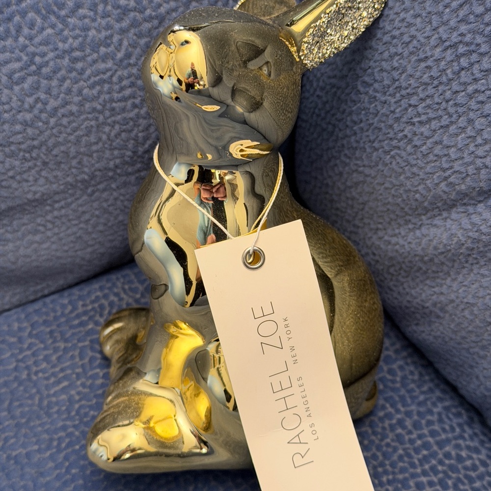 Rachel Zoe Metallic Gold and Silver Bunny Figurine